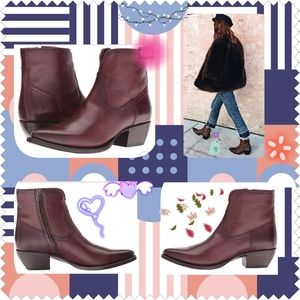 Frye "Shane Short" Bordeaux Leather Booties